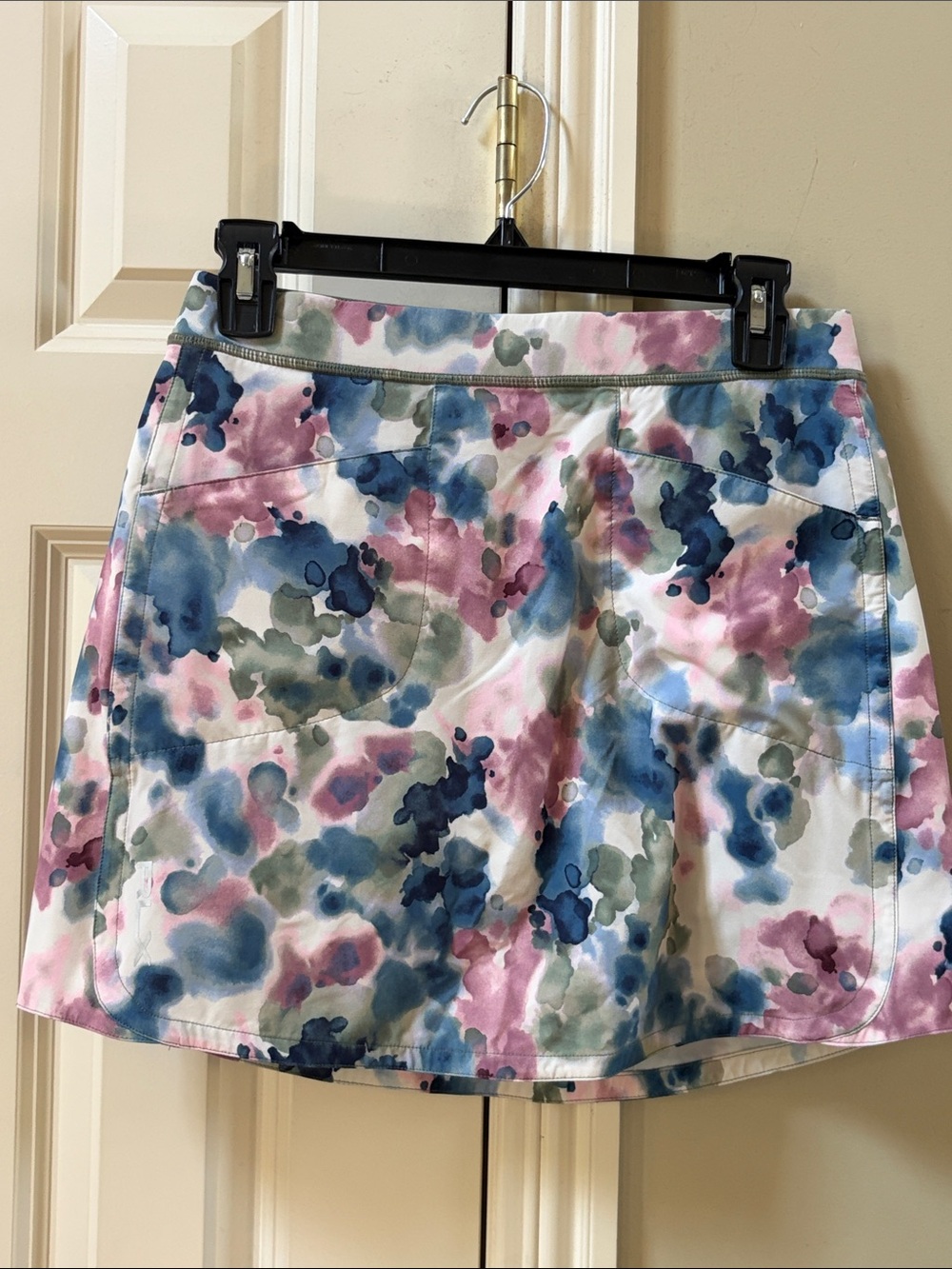 RLX Ralph Lauren Watercolor Floral Mini Skirt in Blue, Pink & Green